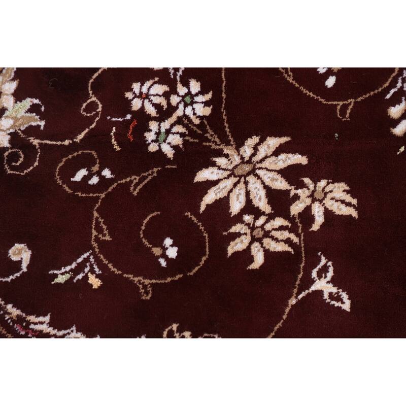 Burgundy Medallion Tabriz Area Rug Machine Made Carpet - 9'9" x 13'2"