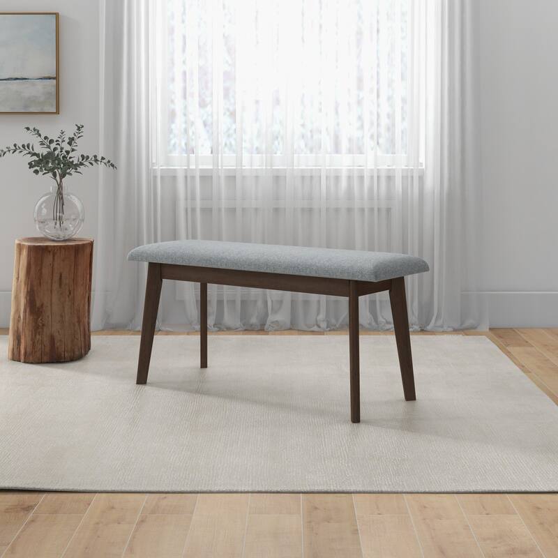 GDFStudio - Carlos Modern Mid-Century Fabric Upholstered Bench with Solid Wood Removable Legs, Easy Assembly - 47.24"W