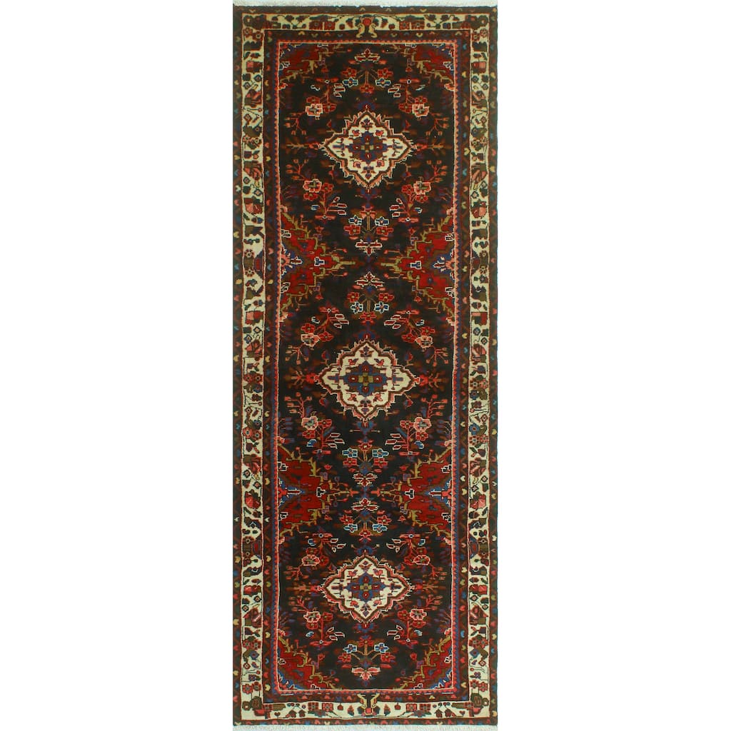 Noori Rug Fine Vintage Distressed Aya Charcoal/Ivory Runner - 3'4" x 10'3"