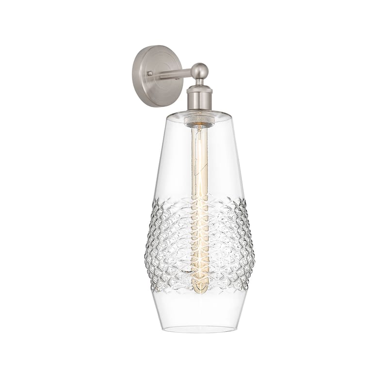 Innovations Lighting 616-1W-19-7 Windham Sconce Windham 19" Tall Wall - Brushed Satin Nickel / Clear