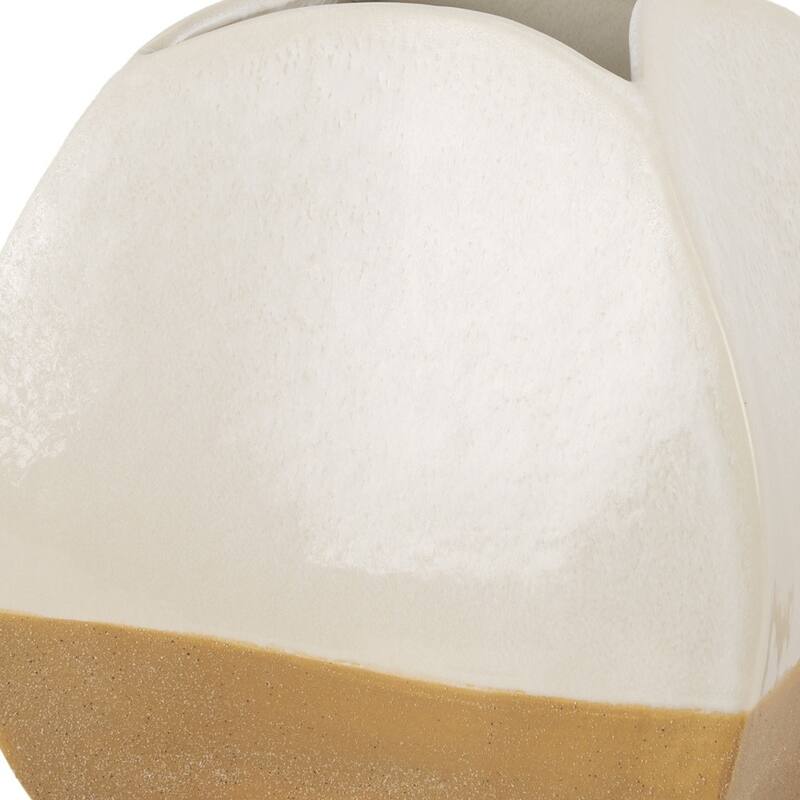 10" Beige And Cream Color Block Ceramic Table Vase - 9.06