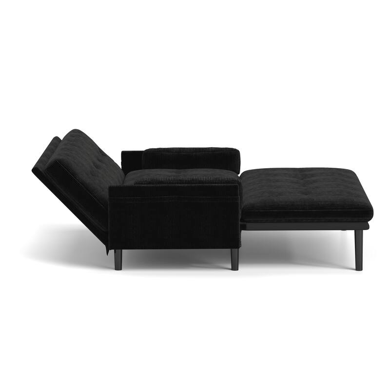 Roomfitters, Corduroy 2-Seater Sofa Sleeper, Convertible Loveseat with Recline Function and Armrests, Modern Small Sofa Bed