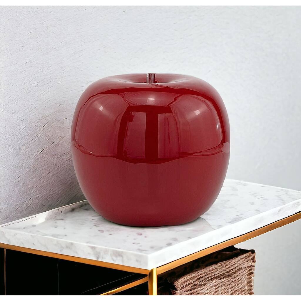 HomeRoots 11" Red Aluminum Decorative Apple Tabletop Sculpture - 10' X '11' X '10