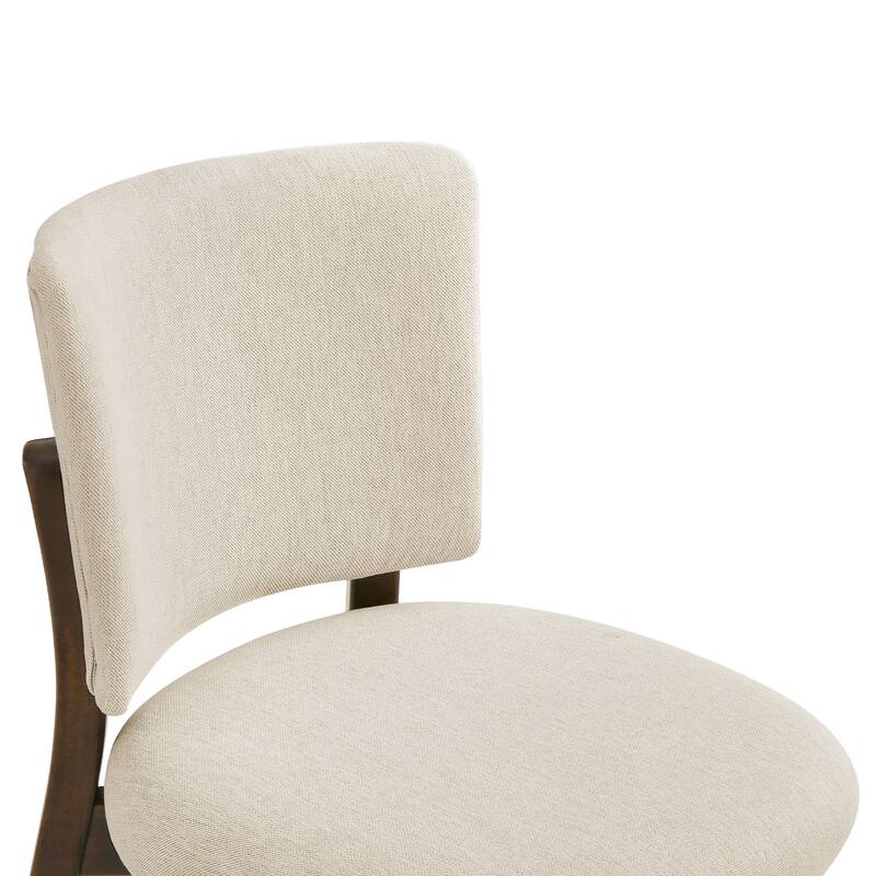 Fabric Upholstered Dining Chairs Set of 2/4 with Wooden Legs, Modern Kitchen Dining Chairs with Back, Walnut Flaxen