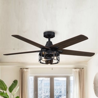 Rustic NEW 52" Hunter Aged Steel Industrial 2 Light LED Ceiling Fan Remote 