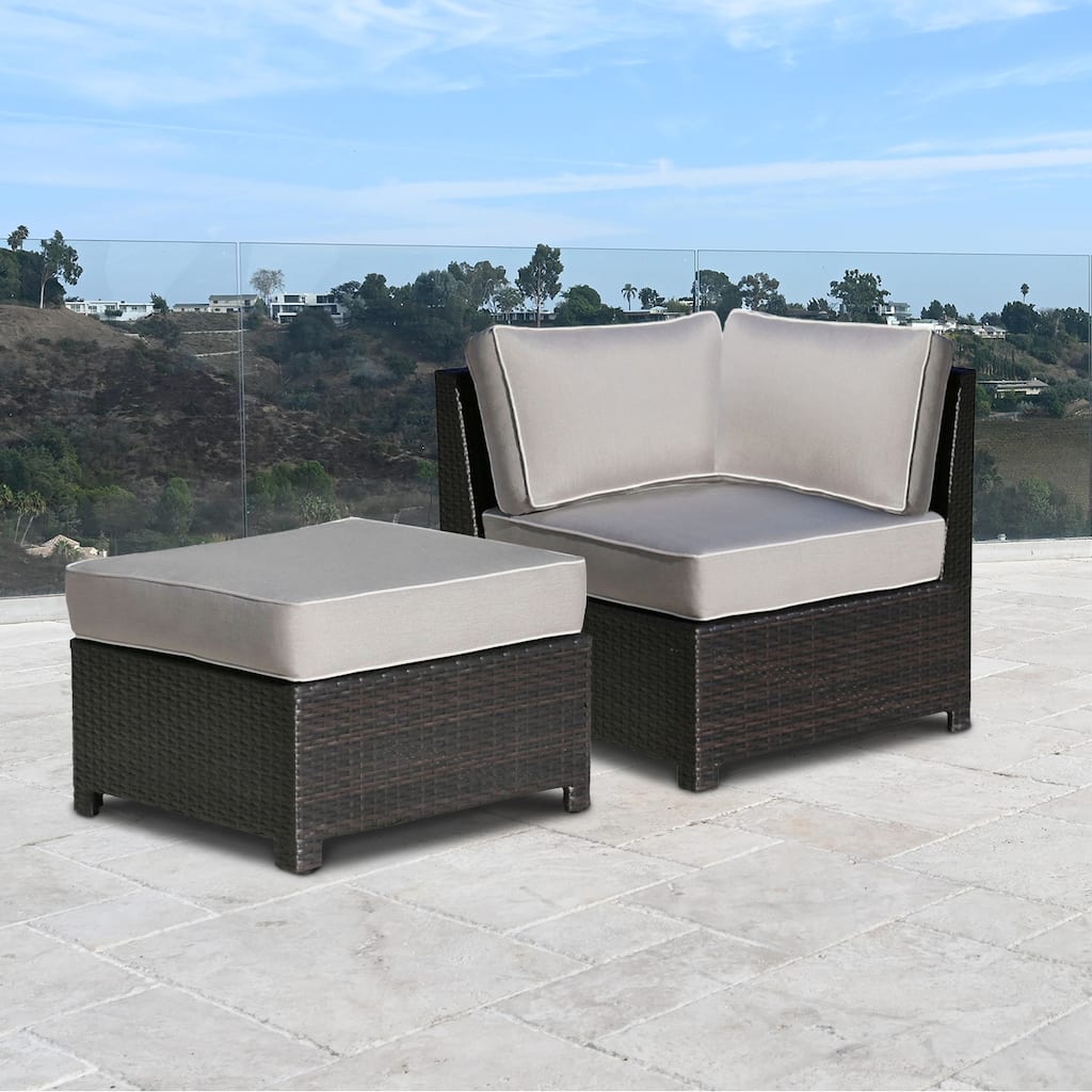 Abbyson Monaco Corner Chair and Ottoman Seating Set