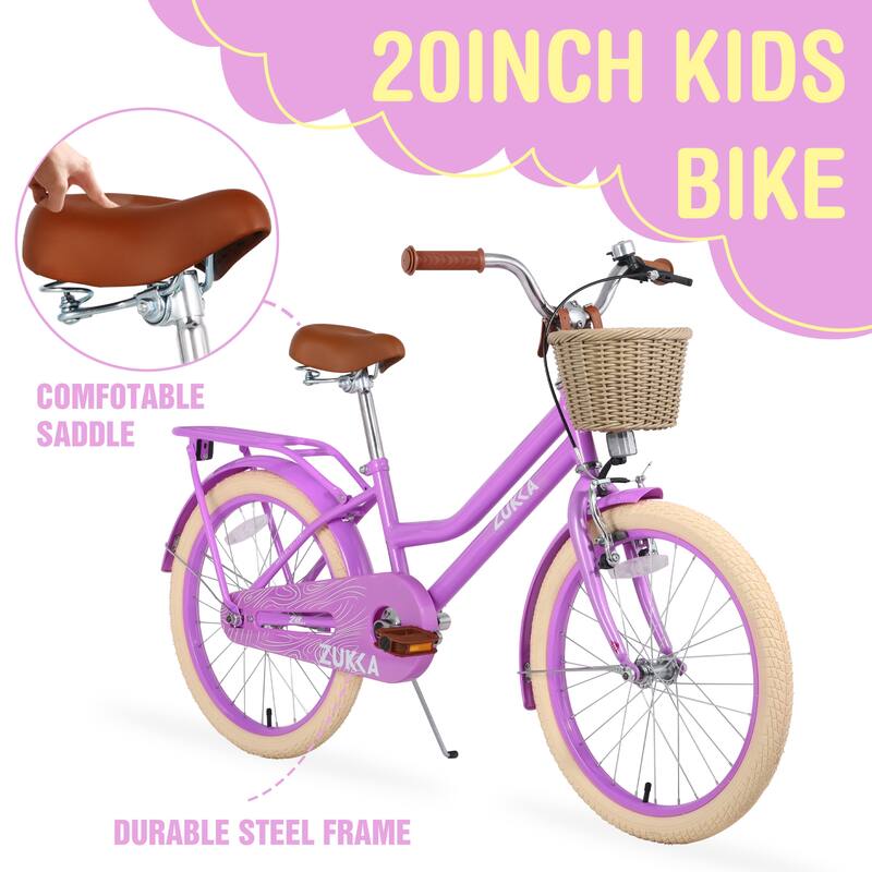 Girls Bike Outdoor Bikes Purple Leisure Bikes for 7-10 Years Old Kids