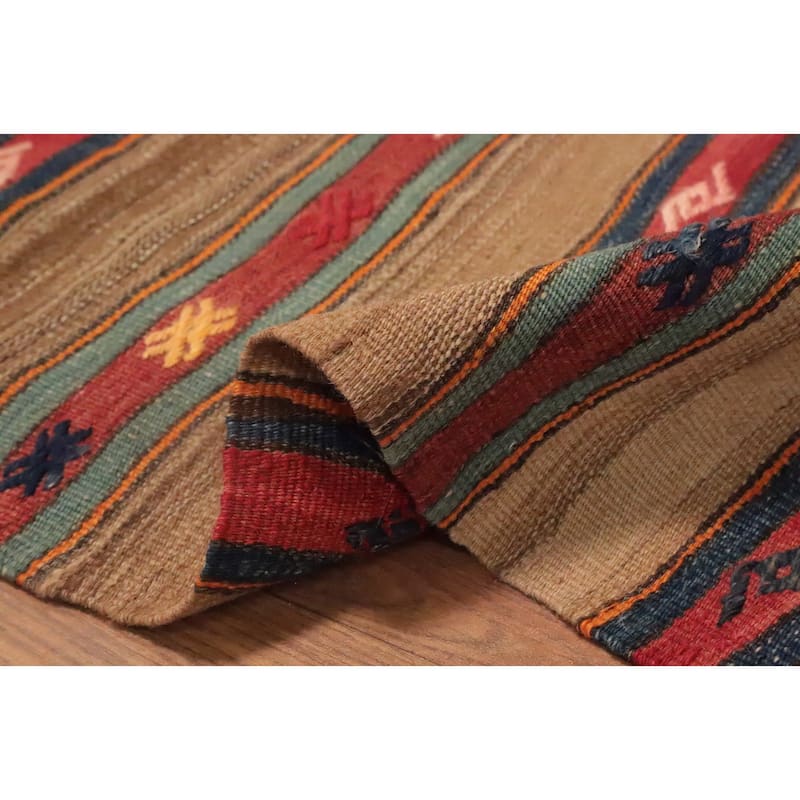 Hand Woven Oriental 100% Wool Carpet Southwestern Tribal Multi-Colored Kilim Area Rug - 7' 8'' X 4' 5''