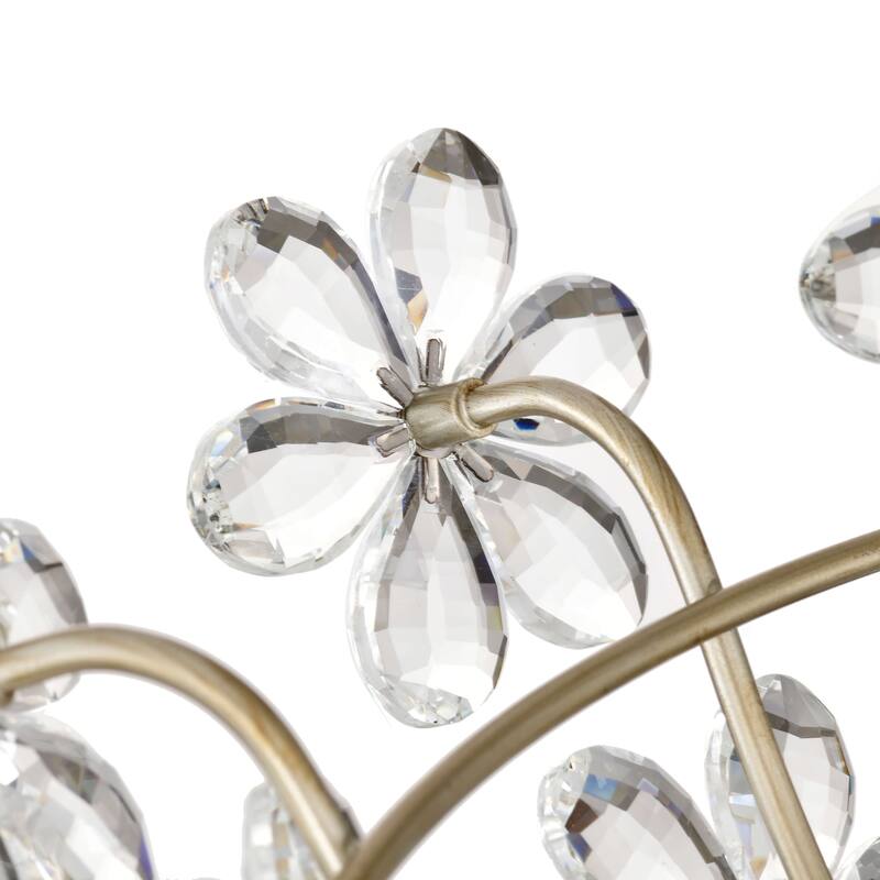 Rosa Glam 3-Light 20" Daisy Crystal Glass Flower Blossom Flush Mount - Brushed Silver-ish Champagne