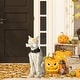 preview thumbnail 2 of 8, Glitzhome 20"H Halloween Lighted MGO Skeleton Dog Porch Decor with Timer