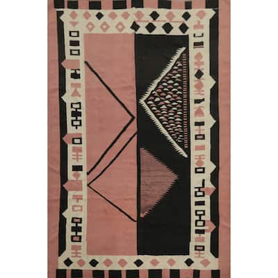Hand Woven Oriental 100% Wool Carpet Southwestern Tribal Pink Kilim Area Rug - 11' 11'' X 8' 6''
