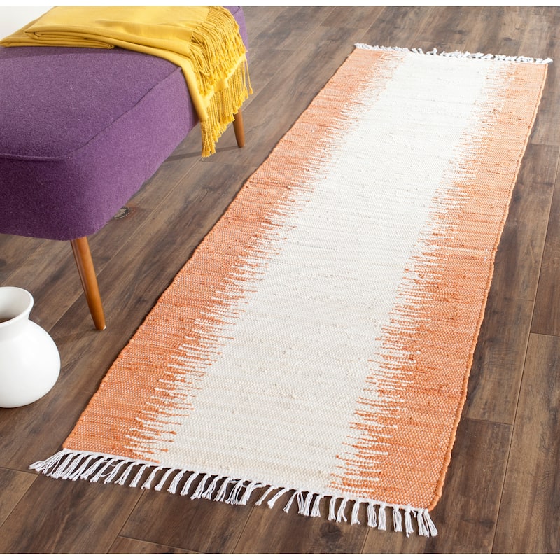 SAFAVIEH Handmade Flatweave Montauk Camille Casual Cotton Rug - 2'3" x 6' Runner - Orange
