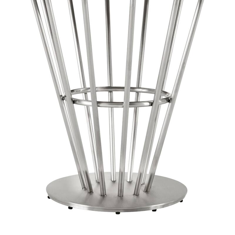 Vena Dining Table, Brushed Steel, Brown Wood, 48 Inch Glass Top - Walnut Brown, Silver, Clear