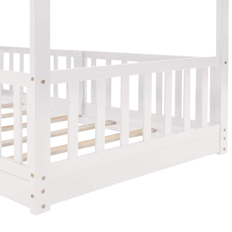 Twin Over Twin Bunk Bed with Slide and Ladder, White