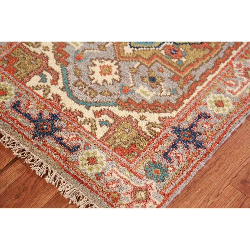 Geometric Heriz Serapi Oriental Accent Rug Hand-Knotted Wool Carpet - 2'0" x 3'0"