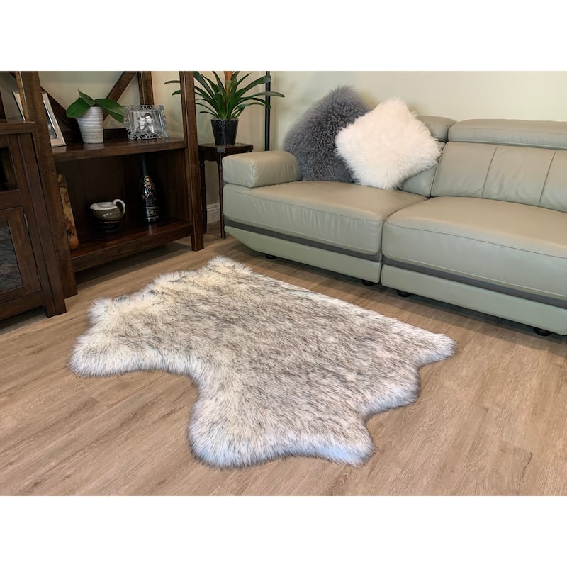 Ovella Home Premium Luxurious Faux Sheepskin 2-Pelt Plush Shag Accent Rug - 3' x 4' - 3' x 4'