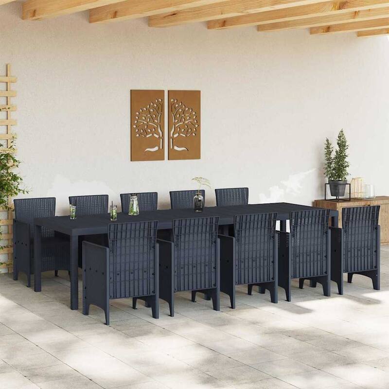 vidaXL Garden Dining Set 13 pcs Plastic - 39 x 118 x 29