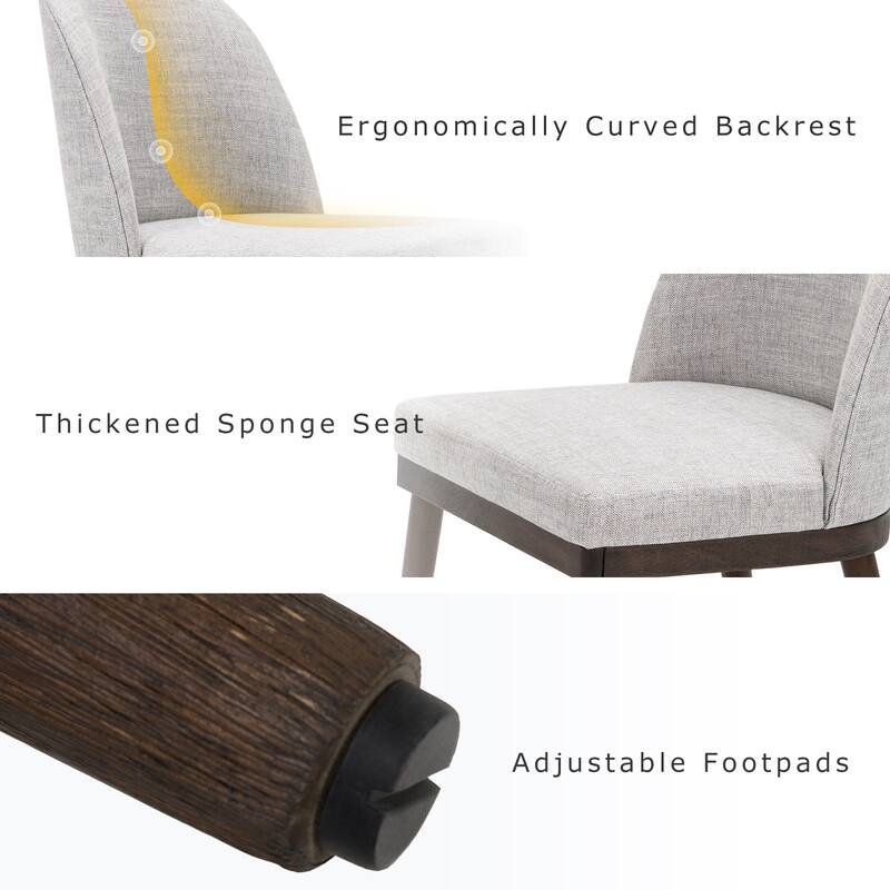 Upholstered Fabric Dining Chairs with Curved Backrest