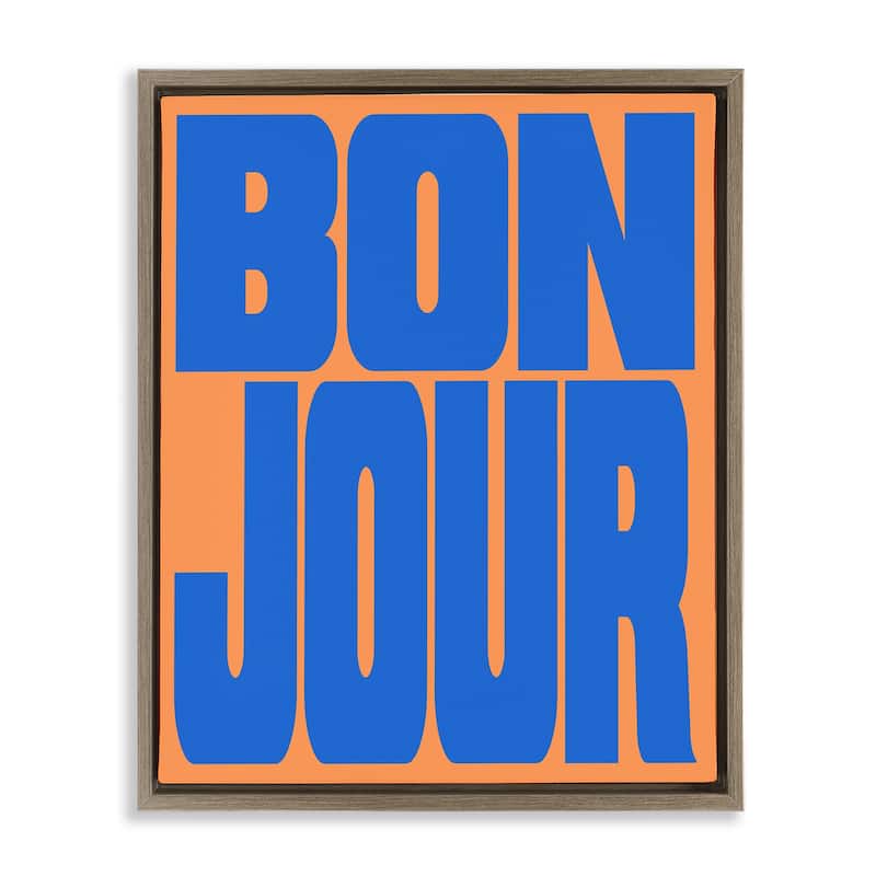 Stupell Bonjour Blue & Orange Framed Floater Canvas Wall Art Design By House of Lulu - 25 x 31 - Brown
