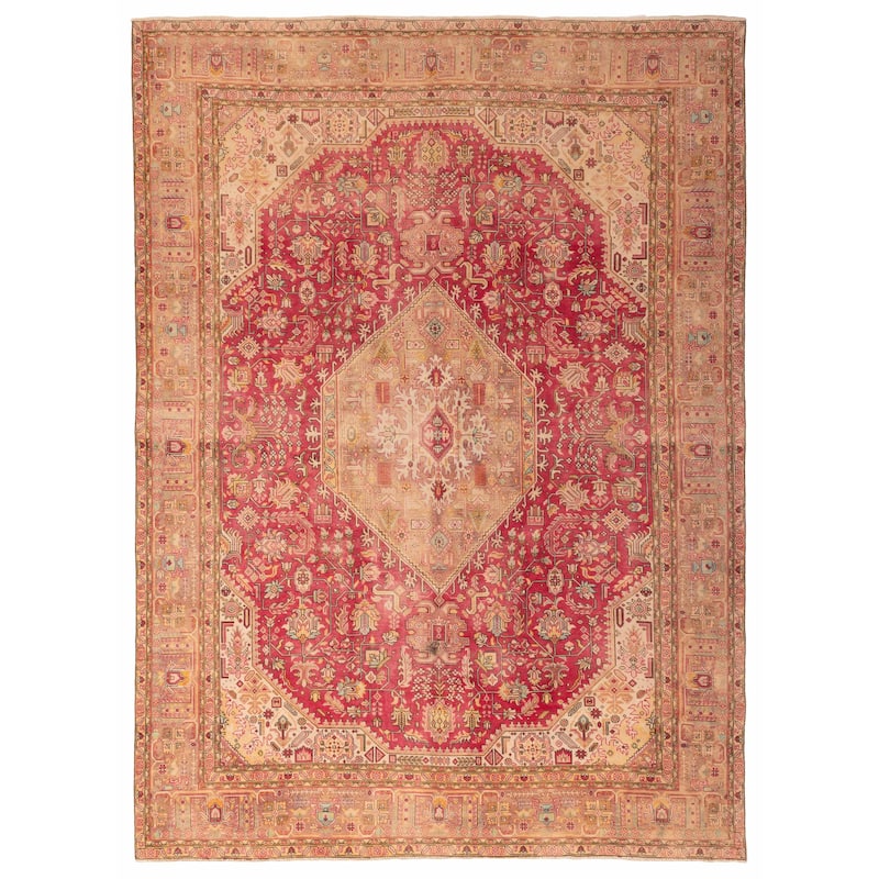 ECARPETGALLERY Hand-knotted Antalya Vintage Dark Pink Wool Rug - 9'1 x 12'0