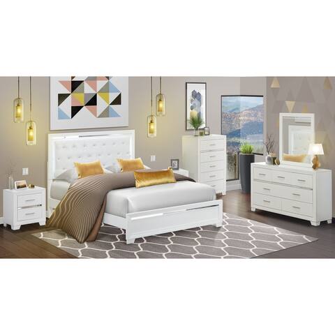 East West Furniture Pandora Queen Size White Bedroom Set