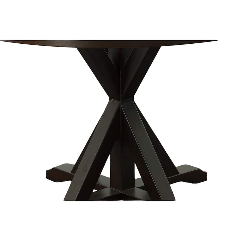 X Base Round Top Pedestal Dining Table - 48" - Espresso Brown