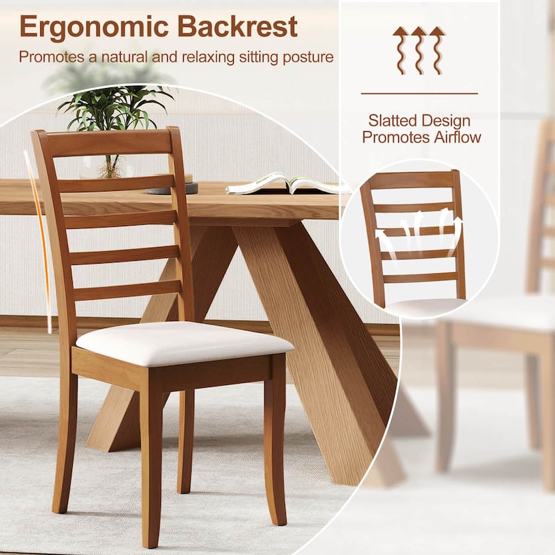 Costway Wooden Dining Chair Set of 2/4 Kitchen Chair with Rubber Wood