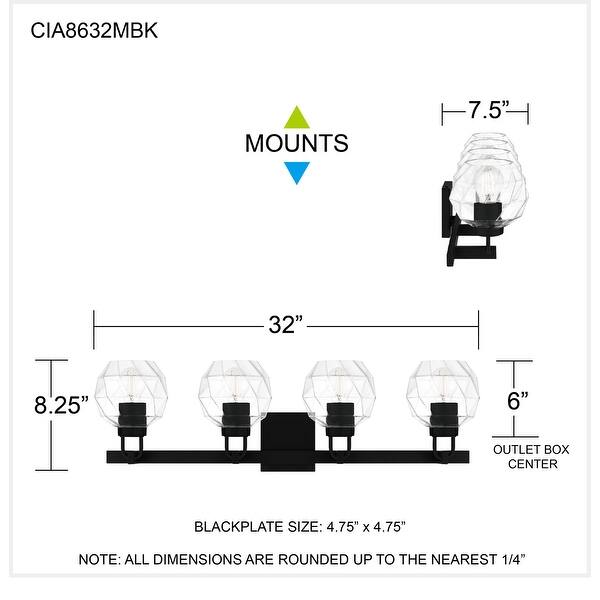 Celina 4-Light Matte Black Bath Light