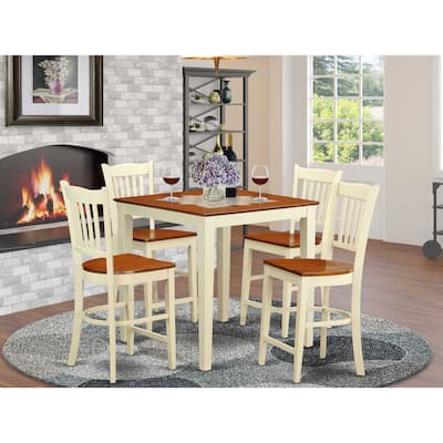 5-Piece Buttermilk and Cherry Solid Wood Top - Dining Room Set - Seats 4