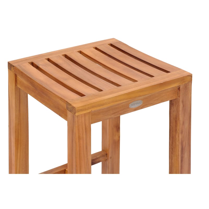 Chic Teak Santa Monica Teak Wood Indoor/ Outdoor Bar Stool, 30 inch