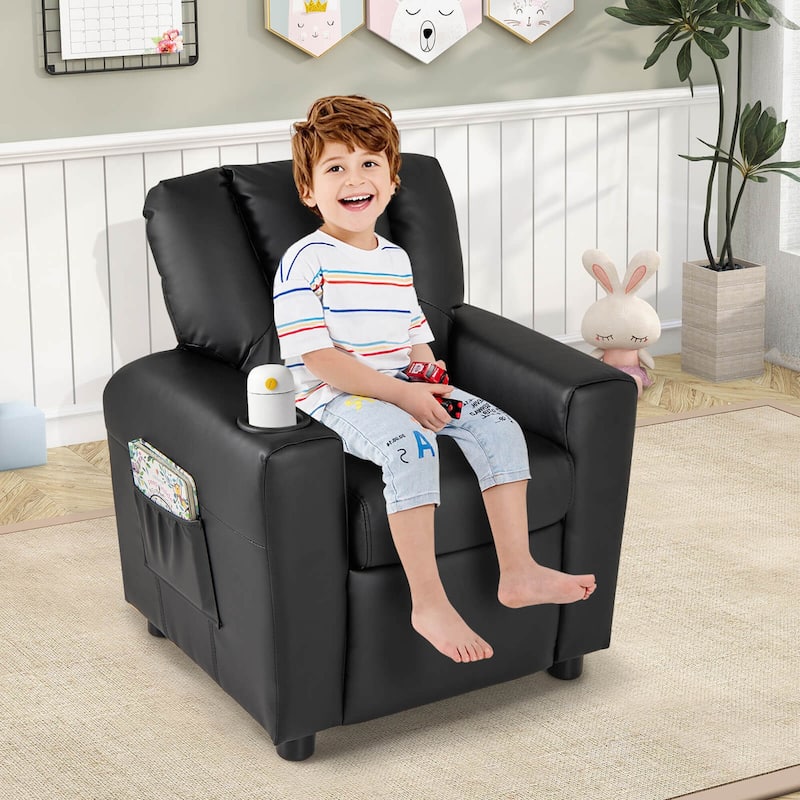 Costway Kids Recliner Chair with Cup Holder & Side Pocket Adjustable