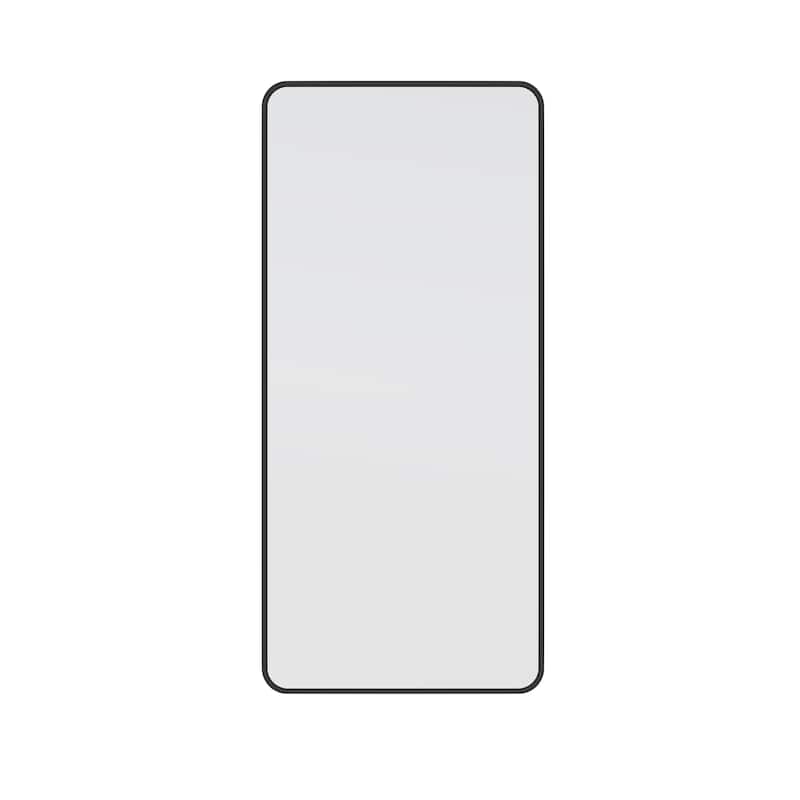 Glass Warehouse 48 in. H x 22 in. W Radius Corner Stainless Steel Framed Mirror - 48" x 22" - Black