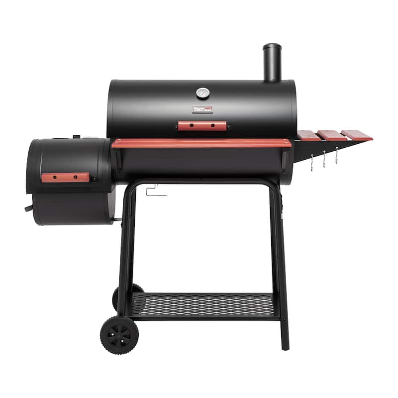 Royal Gourmet CC1830W Charcoal Grill with Offset Smoker,Wood-Painted Side Table and Front Table,Black