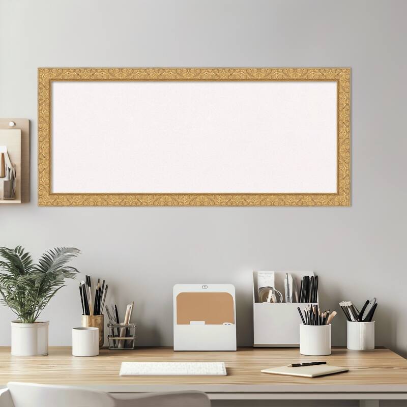 Lila Gold Wood Framed Cork Board - Bulletin Board, Organization Board, Pin Board