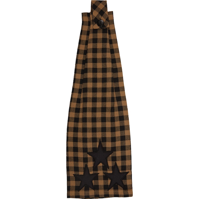 Black Star Button Loop Kitchen Towel - Kitchen Towel 6.5x18