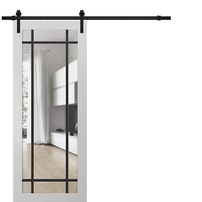 Sturdy Barn Door 18 x 80 Lucia 2266 White Silk Clear Glass 6.6FT