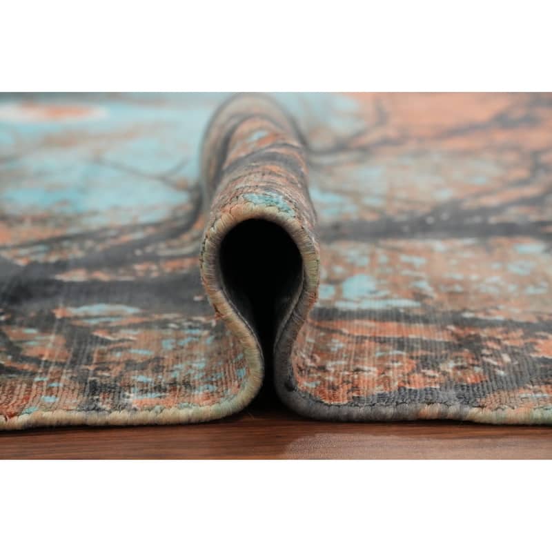 Hand Knotted Oriental Viscose Silk Carpet Modern Pictorial Multi-Colored Abstract Area Rug - 7' 11'' X 5' 6''