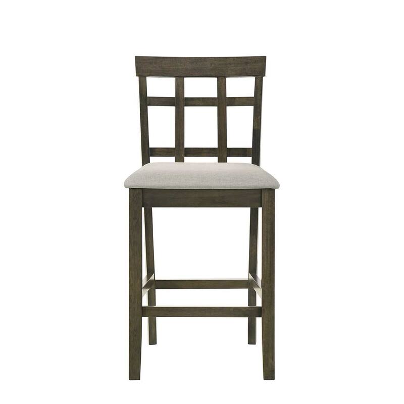 2-Piece Counter Height Chair Set - Gray Upholstered Seat with Slatted Back