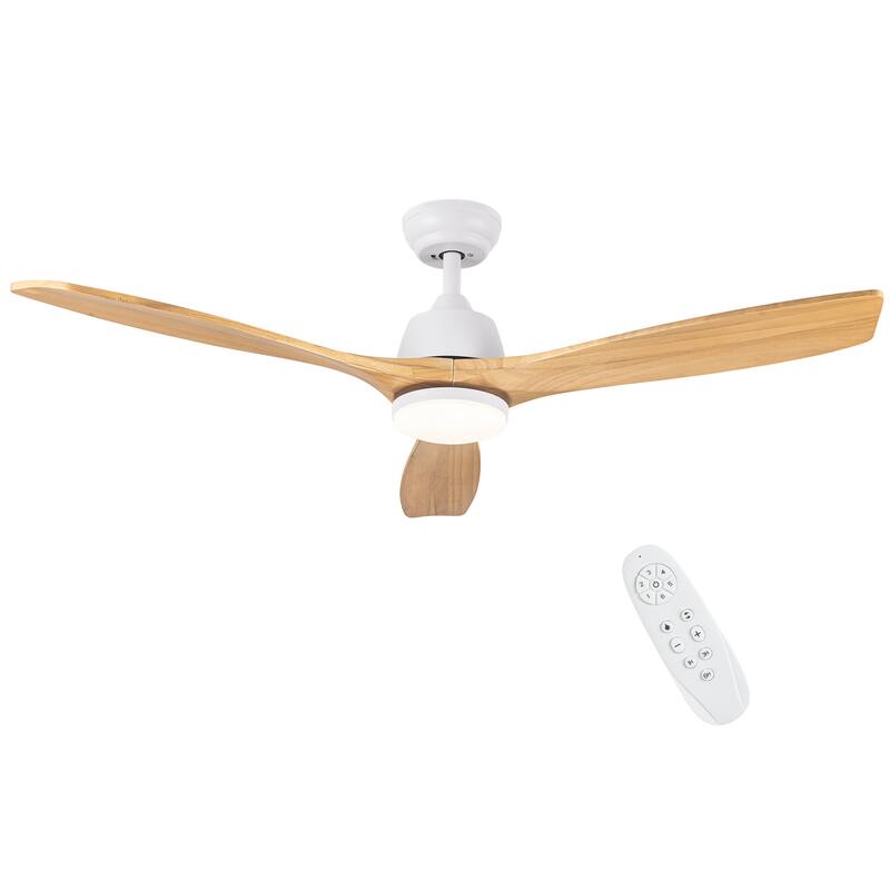 Whisper-Quiet Motor Wooden Ceiling Fan with Light and Remote, 6-Speed Reversible DC Motor, 3-Color Light Settings