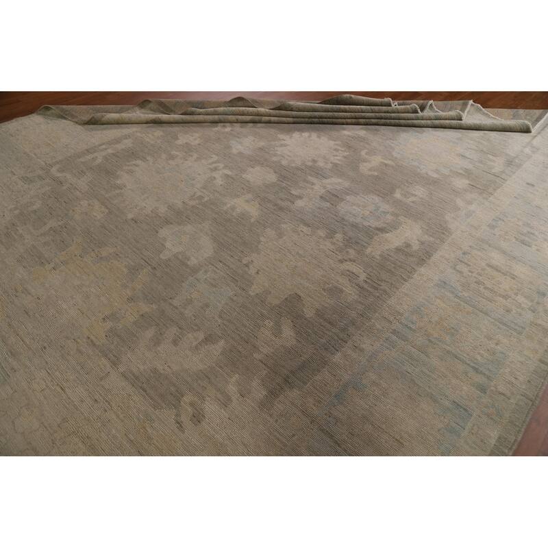 Gray Floral Oushak Turkish Area Rug Hand-knotted Oriental Wool Carpet - 9'1"x 11'10"