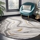 preview thumbnail 74 of 98, SAFAVIEH Craft Clytie Modern Abstract Marble Pattern Rug 12' Round - Grey/Gold - Round