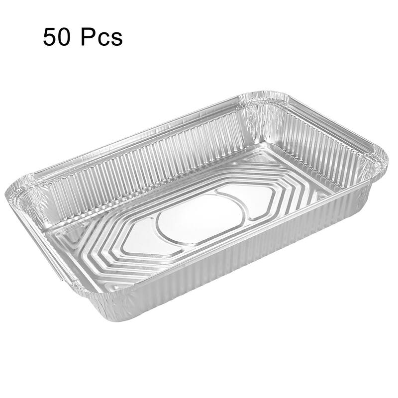 12.4" x 8.5" Aluminum Foil Pans 78oz Disposable Trays Containers 50pcs - Silver