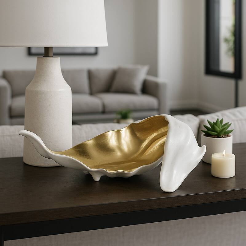 Metal Sculpture Abstract Glam Design and Textured Organic Silhouette - White - 17.75" x 13.25" x 5.75"