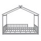 preview thumbnail 7 of 7, Gray Full Size Wood Bed House Bed Frame with Fence for Kids