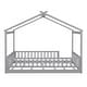 preview thumbnail 68 of 68, Wooden House Bed with Fence, Pine Wood Bed Frame with Roof and Safety Guardrail for Kids, Boys or Girls