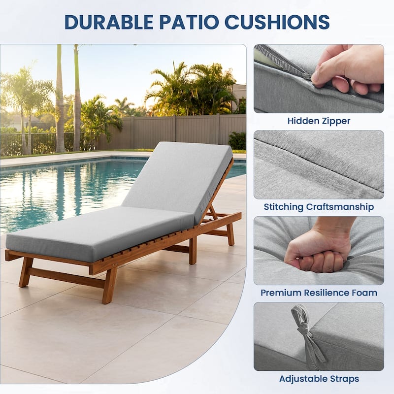 Pocassy 71x22 Inch Outdoor Chaise Lounge Cushions with Zipper