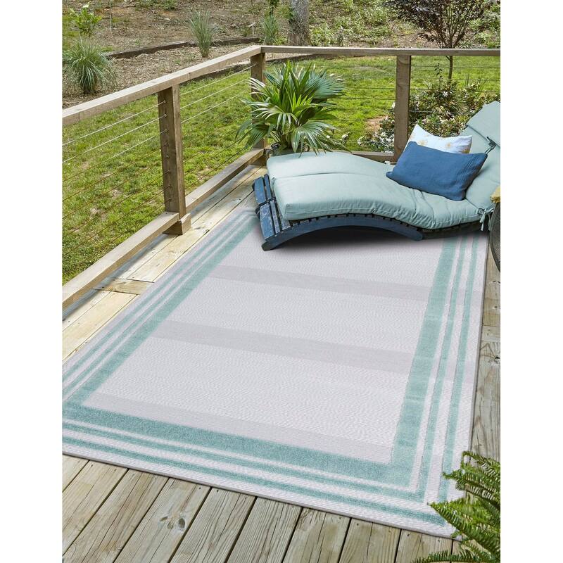Outdoor Denver Collection Area Rug - Gray Teal - 4'x6'