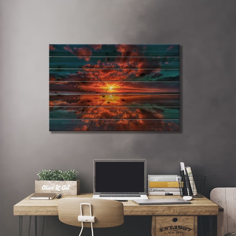Sunset Explosion II Print On Wood by Ben Mulder - Multi-Color