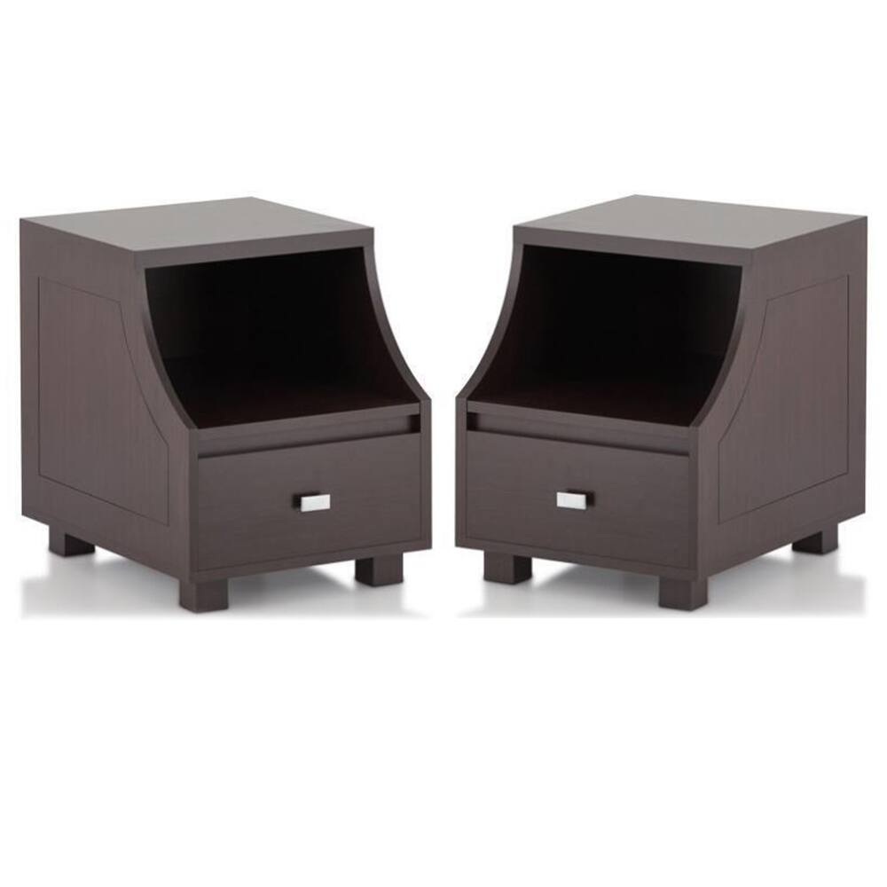 Moshe Modern Wood Storage End Table in Walnut - Set of 2 - 54 x 84