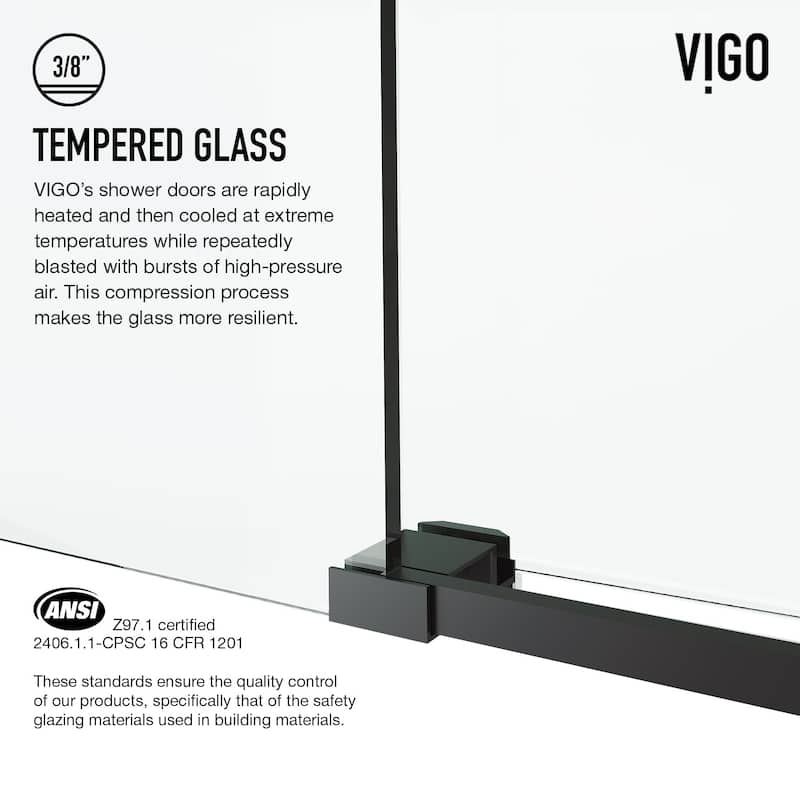 Vigo VG6044CL5276 Elan Cass 76" High x 52" Wide Sliding Frameless